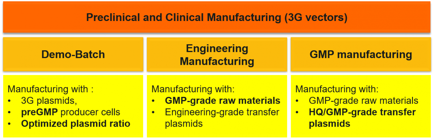 Preclinical and clinical manufacturing